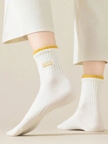 7 đôi tất dài đến giữa bắp chân cho nữ, thiết kế màu trơn và khối màu - Nhiều màu - Xem 5