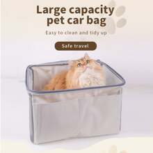1pc Pet Car Carrier Bag, Fashionable Cat Bag, Portable Foldable Pet Car Seat Carrier