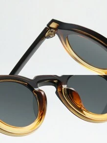 1 Pc Universal Classic Round Frame Fashion Glasses, Simple & Fashionable For Driving, Travel, Leisure, Outdoor Sports, Daily Wear For Summer Beach Vacation,Outdoor,Travel