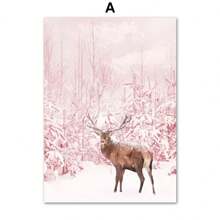 1 件圣诞粉色树雪人墙壁艺术帆布画北欧海报和印刷品客厅卧室家居装饰壁画无框架 - 彩色 - 查看 46