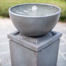 35.5" Polyresin Gray Zen Bowl Water Fountain, Outdoor Bird Feeder /Bath Fountains, Relaxing Water Feature For Garden Lawn Backyard Porch,FurniHub