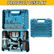 21V Max Cordless Lithium Impact Drill And Driver Kit - Bushing Tools For Home Improvement, High-Torque 25-Speed Adjustable Brushless Powerhouse With 2 Batteries, Charger, And Tool Bag For Effortless Repair Tasks - 藍色 - 查看 8