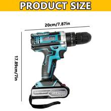 21V Max Cordless Lithium Impact Drill And Driver Kit - Bushing Tools For Home Improvement, High-Torque 25-Speed Adjustable Brushless Powerhouse With 2 Batteries, Charger, And Tool Bag For Effortless Repair Tasks - 藍色 - 查看 11