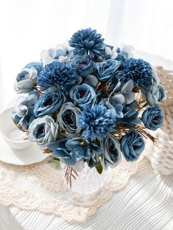 1/3PCS Artificial Rose Flowers Bouquet, Embroidered Balls, Miscellaneous Flowers, Small Daisies, Birthday Party, Party, Decoration, Wedding Flower Basket, Bride Holding Flowers, Home Decoration, Dining Room, Bedroom, Windowsill, Vase Decoration, Valentine's Day, New Year Decoration, Outdoor Garden, Start Of School Season