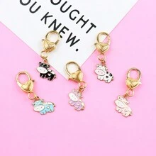 1 件/5 件独特可爱迷你奶牛形钥匙扣，适合派对礼物，时尚奶牛饰品钥匙圈配件 - 彩色 - 查看 16