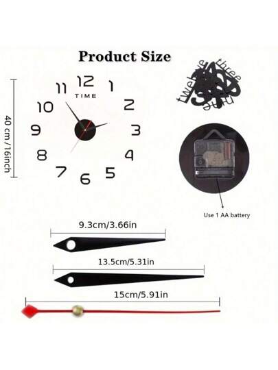 Moderne 16 35.4 51.18 Inch DIY Acrylic Wand Klok Large Silent Non Ticking Living Room, Bedroom, Minimalist Easy Installation, Perfect Home Office Room view 8