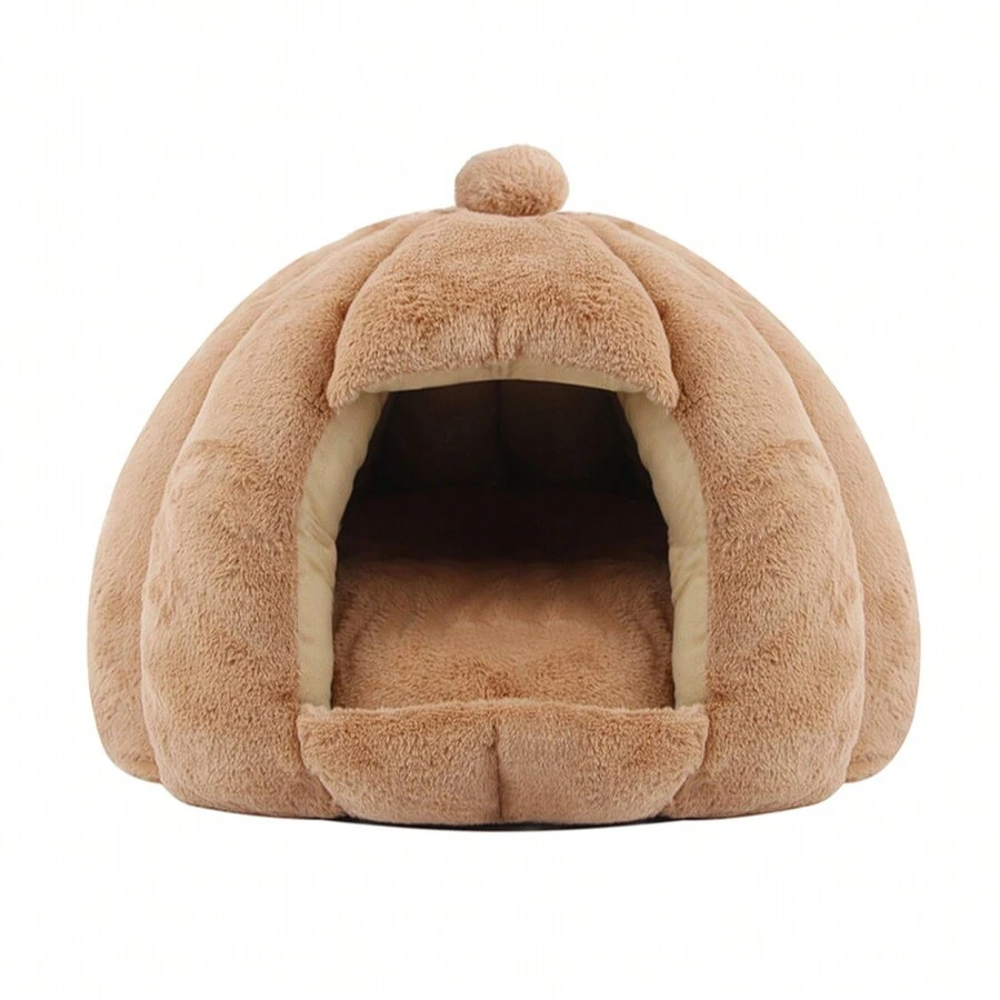 PET FANG FANG 1pc Enclosed HalfDome Plush Pet Bed, Warm For Cats