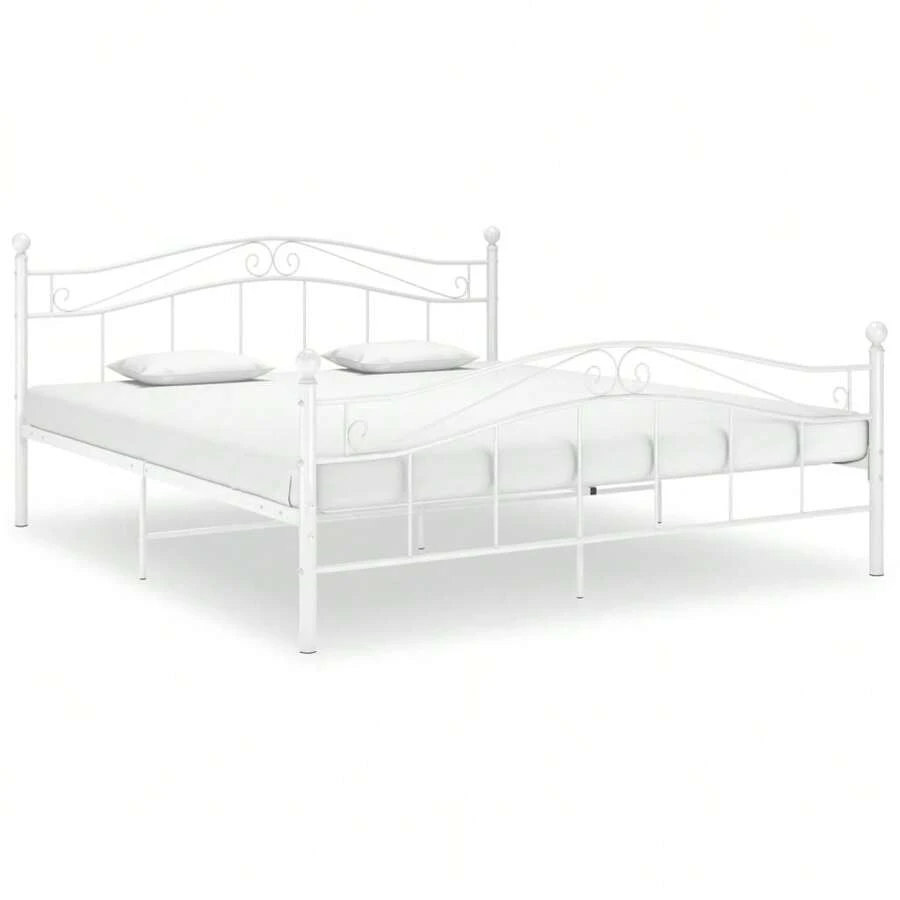 VidaXL Bed White Metal 140x200 Cm - White - View 1