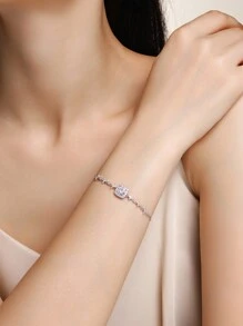 Vòng tay bạc Sterling 925 đính đá Moissanite Starry 1ct, Quà tặng thời trang sang trọng thanh lịch cho phụ nữ vào sinh nhật - Bạc - Xem 2