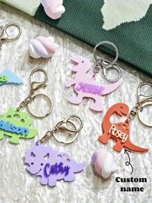 Custom Acrylic Dinosaur Alphabet Keychain - Personalized Name Letter Charm With Metal Ring - Elegant 3D Keyring For Bags, Backpacks, Keys - Ideal Back-To-School, Halloween, Gift Back To School Winter Gift Ideas Boy Girl Valentine's Day