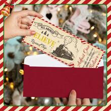 10 套圣诞极地信仰票邀请函和信封 3x8 英寸 - 散装北极火车票极地列车票信仰礼物主题派对礼品 - 彩色 - 查看 3