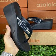Azaleia Platform Women's Flatform Sandal Clogs Medical Heel Comfort Sandals Women Casual Metallic - màu đen - Xem 7