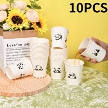 50PCS简约风格纸杯不同熊猫图案加厚办公家用商用饮料杯防滑防漏250ML适合家庭聚餐户外露营办公室一次性纸杯 - 白色 - 查看 12