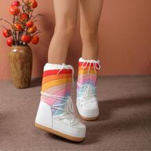 2025 New Winter Rainbow 7-Color Anti-Slip Warm Snow Boots - White - View 2