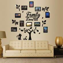 1 Bộ 10 Khung Trang Trí Tường Cây Gia Đình - Khung Dán Gương Tự Làm Bằng Acrylic Trang Trí Phòng Khách Nghệ Thuật, Khung Ảnh Treo Tường Trích Dẫn Hình Dán Cây Gia Đình Cho Phòng Ngủ, Bao Gồm Mẫu Treo Tường - Văn Bản Tiếng Trung "Nhà Là Nơi Cuộc Sống Bắt Đầu, Và Tình Yêu Không Bao Giờ Kết Thúc" - Nhiều màu - Xem 11