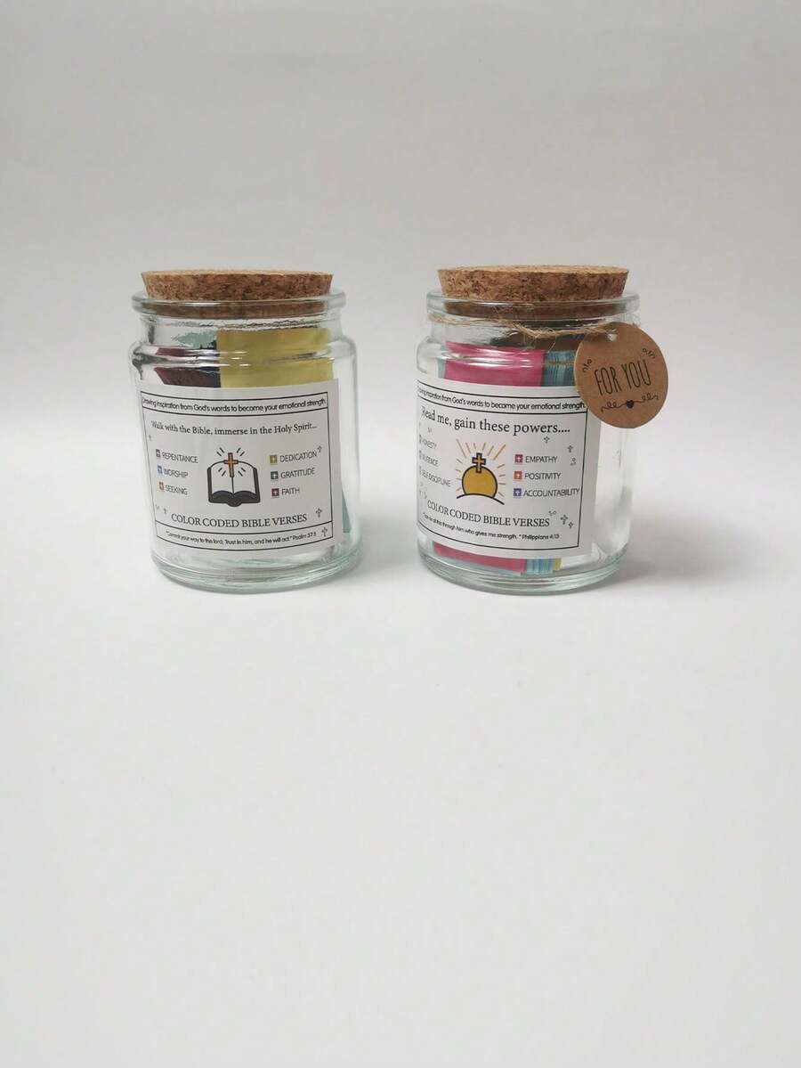 1pc Glass Bottle With 90 Biblical Verses, Inspirational And Devotional