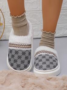 Women Floral Fluffy Slip-On Slippers, Size 36-43 - Light Grey Flowers - View 5