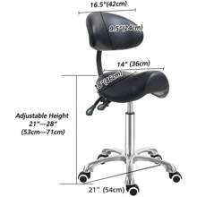 Antlu Saddle Stool Rolling Chair For Medical Massage Salon Kitchen Spa Drafting,Adjustable Hydraulic Stool With Wheels (Without Backrest, Black) - 黑色 - 查看 3