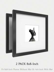 1/2/3 件 8x8 英寸方形相框（显示带垫子的 4x4 照片或不带垫子的 8x8 照片），优雅的黑色相框，现代装饰的永恒风格，墙壁画廊或靠在墙上（不含相纸），多拼贴画廊相框，精美的方形墙壁相框，照片墙的肖像框 - 黑色 - 查看 12