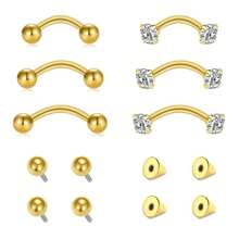 CIZME Rook Piercing Jewelry Rook Jewelry Rook Earrings Stainless Steel Silver Gold Eyebrow Piercing Jewelry Internally Threaded Eyebrow Rings 16g Vertical Labret Lip Jewelry 6mm 8mm 10mm - Multicolor - View 9
