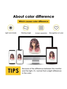 DZfirst Tóc giả tổng hợp chịu nhiệt Giáng sinh Tóc giả xoăn bồng bềnh có mái Ombre hồng Tóc giả sợi hóa học 18 inch Tóc giả mái được sử dụng hàng ngày Dễ đội Thân thiện với người mới bắt đầu Tóc giả xoăn bồng bềnh lớn - Màu hồng ombre - Xem 9