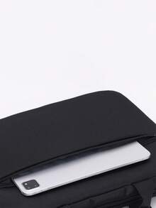 公文包采用涤纶材料制成，采用双层拉链闭合设计和可调节肩带。时尚，容量大，可容纳约 14 英寸的笔记本电脑。适合商务旅行、工作和其他场合有趣的礼物笔记本电脑包圣诞节假期感恩节男士礼物 - 黑色 - 查看 7