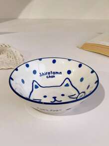 DearDali 一套日式原创陶瓷餐具，可爱猫咪图案，自制厨房酱汁碗碟，手绘陶瓷碗碟，时尚厨房必备，适合盛放早餐燕麦片或正餐。