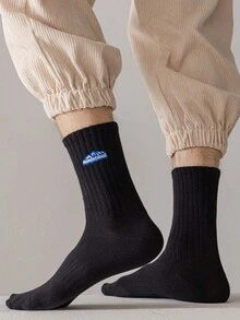 5双纯色简约时尚白袜子女士中筒袜四季运动吸汗中筒袜户外运动骑行休闲袜男士 - 彩色 - 查看 6