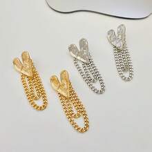 1 对时尚可爱粗心心形流苏耳环，适合女士，适合约会、舞会、派对、女友生日礼物 - 款式1 - 查看 5