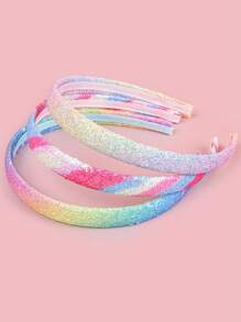 3pcs/Set Kids Colorful Ombre Rainbow Mermaid Headbands, Girls Party Hair Accessories - Multicolor - View 8