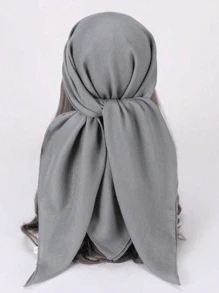 1 件女士沙滩配饰纯色亚麻方形头巾围巾、真丝围巾、头巾、沙滩巾、日常穿着、节日装饰围巾头巾、发带、头带