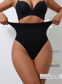 1pc Women High Waisted Shapewear Thong Panties, Activewear Body Shaper Slimming Briefs, Sexy Lifting Waist Shorts Gym Accessories Belly Slimming Girdles, Lumbar Girdles Belly Slimming Corset