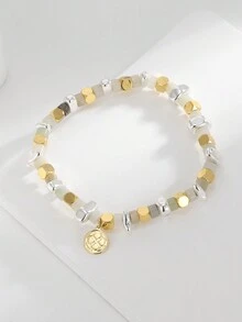 Charm-In 1 件男女通用手链套装，含虎眼石/黑玛瑙/天河石/玉髓珠，搭配可爱金属塔/硬币吊坠，适合海滩度假、节日礼物、男朋友/女儿/女朋友/朋友/母亲礼物 - 彩色的 - 查看 4