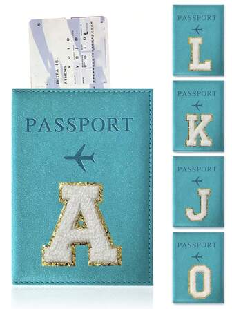 1pc Essential Pu Passport Cover With Embroidery Label Letter For Travel Passport Holder Passport Case Passport Wallet Passport Bag Passport Pouch For Flight For Back To School For Men And Women Travel Essentials Travel Accessories Vacation Accessories For Holiday Season