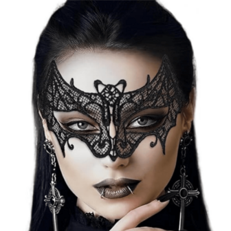 1pc Black Hollow-Out Lace Face Mask, Half-Face Masquerade Party Costume Role-Play Sexy Eye Mask, Suitable For Carnival Party