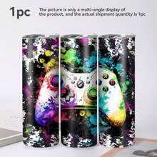 1 Piece 20oz Multi-Purpose Beverage Insulated Cup, Stainless Steel Vacuum Insulated Water Cup, Tumbler, With Straw And Straw Brush, Coffee Cup, Iced Tea, Water, Portable And Fashionable Water Cup, Suitable For Travel, Fitness Tumbler, Home, Office, Gift For Friends And Family, Suitable For Game Fans Back To School