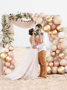 1set Metal Square Balloon Arch Frame, Birthday Bridal Shower Wedding Anniversary Gender Reveal Party Courtyard Background Decoration Balloon Arch Stand, Balloon Arch Accessories, Suitable For Pairing With Gauze Curtains, Simulated Flowers, And Balloon