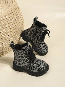 1 Paar unisex Leoparden Muster verzierte Gothic Stil Outdoor Lässig Seitlicher Reißverschluss wasserdichte warme Bequeme Kunstfellfutter Stiefel, geeignet für Herbst, Winter, Weihnachten, Halloween
