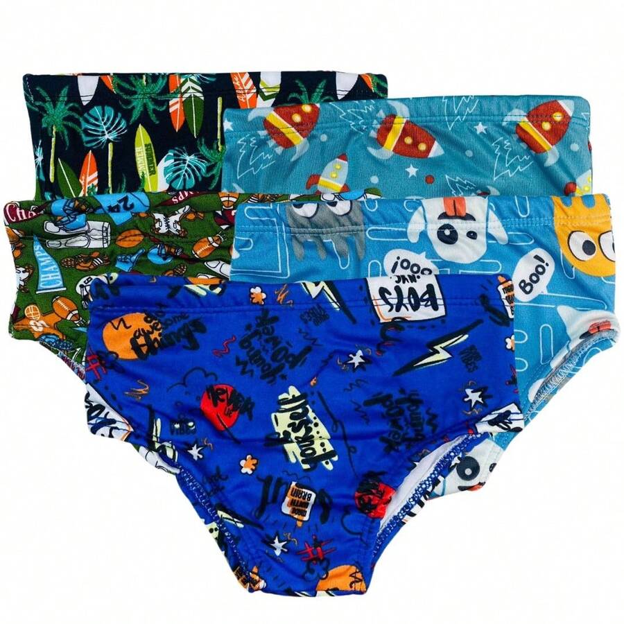 Printed Children's Swim Trunks Swimwear Children's Beachwear Summer Assorted Prints Size 2/4/6 - 彩色 - 查看 1