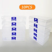 Transparent Plastic Lock Box, Covered Desktop Finishing Box, Small Accessories Jewelry Box, Portable Parts Storage Box, Empty Box Art Supplies - White - View 12