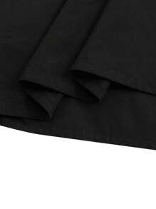 Summer And Autumn Women's Casual Long Skirts, Solid Color Pleated Large Hem Elasticated Waist Loose Fit Skirt, Simple Style Bottoms - 黑色 - 查看 4