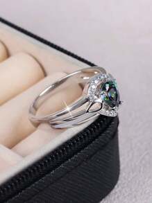 1 pieza Anillo de piedra de zirconia en forma de lágrima brillante y lujoso, ideal para mujeres como regalo para el Día de San Valentín, compromiso, boda, aniversario, mamá, madre, Día de la Madre