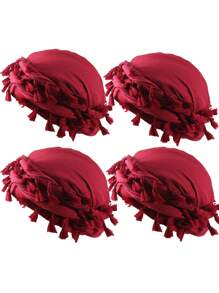 4 件复古流苏扭纹头带、缎纹衬里头巾、男女流苏头巾帽、男士嘻哈个性套头帽、高品质缎纹衬里扭纹尾帽、中性编织头带、万圣节头巾 - A - 查看 9