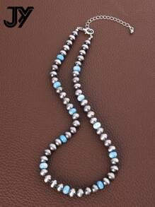 1 件西式复古时尚串珠、打结或不打结宝石和 CCB 珠子项链，适合女士 - 納瓦荷風項鍊 - 查看 9