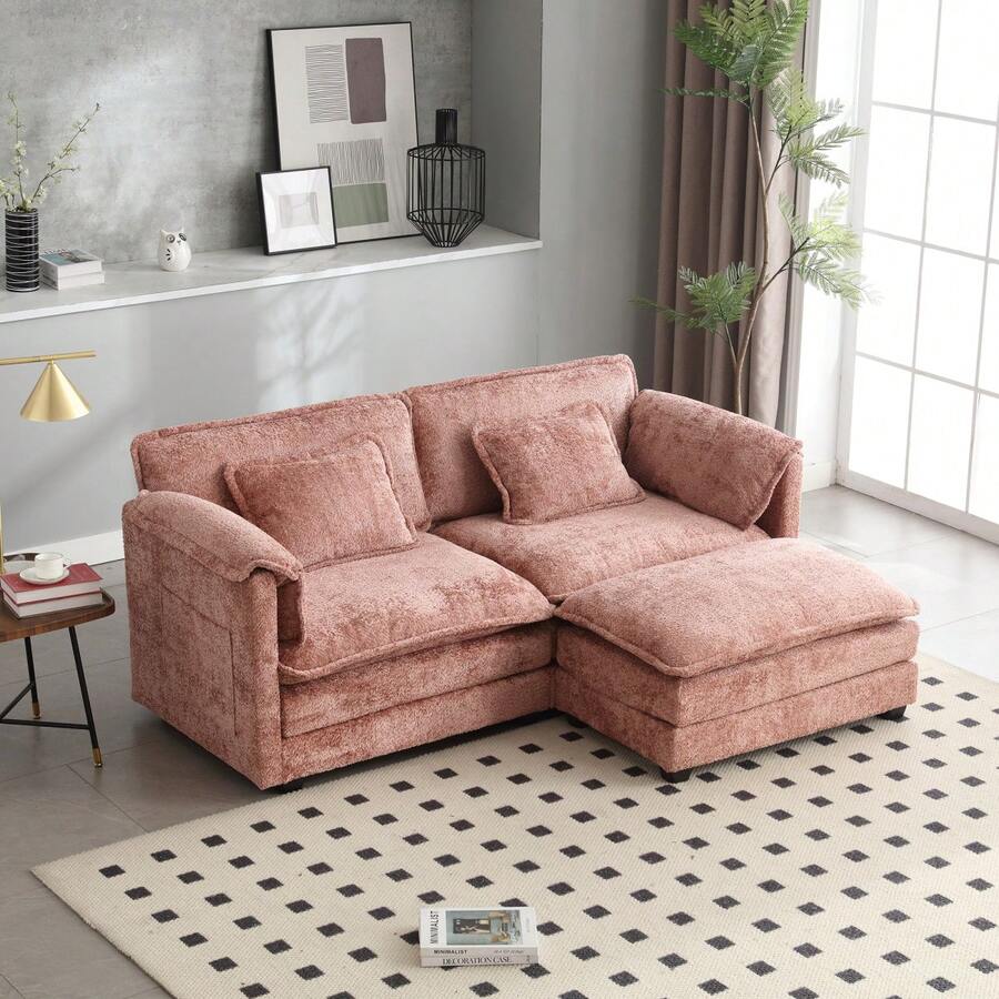 Chenille Fabric, Removable Armrests With Side Pockets, High Density