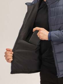 Bobojaco Masculino Jaqueta Puffer Gominho Forrada Sem Capuz Com Bolsos Para Frio Inverno Dia A Dia - Azul - Visão 11