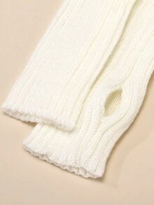 1 Pair Women's Minimalist Straight Bar 8inch Knitted Fingerless Gloves, Warm For Everyday Use Summer - White - View 3
