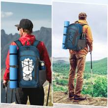 40L 防水抗撕裂尼龙徒步背包，轻便可折叠，适合户外旅行，适合圣诞节、感恩节礼物、假期、冬季、大容量、多功能便携式返校沙滩包、运动生活包、徒步旅行包、周末包、背包、旅行必备大包、春季春假、步入春天 - 藍色 - 查看 8