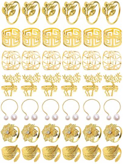 6 Packungen goldene Serviettenringe, Metall Serviettenring Set, goldene Serviettenhalter Tischdekoration, Serviettenring Schnallen für Tischdekoration Hochzeit Geburtstag und jede Veranstaltung