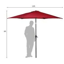 Lifezeal 10 FT Patio Umbrella Patio Market Steel Tilt W/ Crank Outdoor Yard Garden - 酒紅色 - 查看 2